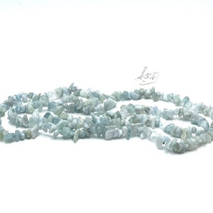 Blue Aquamarine Chip Throat Chakra Necklace Healing Crystal Stone 34” 305ct