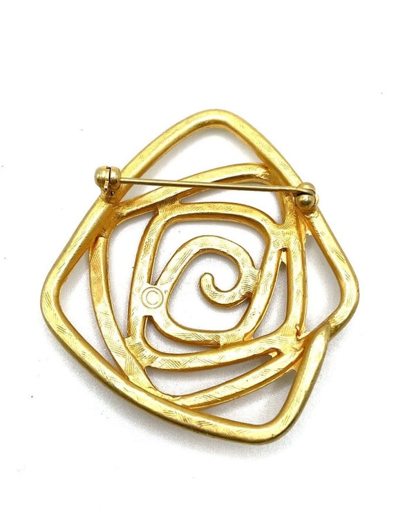 Modernist Brushed Matte Gold Geometric Spiral Ang… - image 3