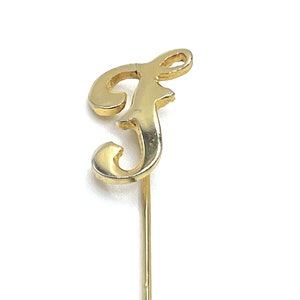 Vintage Gold Initial F Letter Stick Lapel Pin 1970s