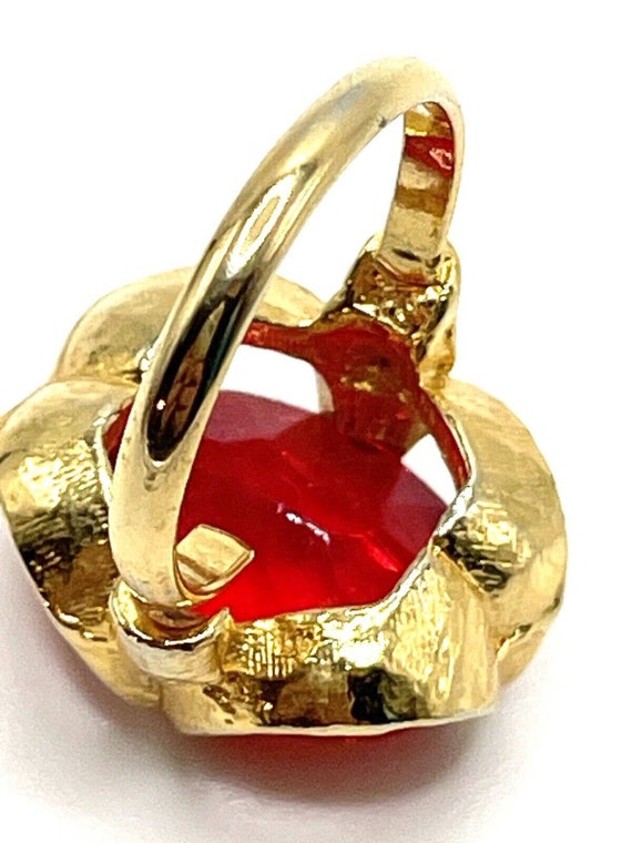 Vintage Vogue Candy Apple Red Oval Glass Stone Go… - image 5