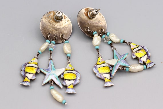 Fish And Stars Earrings, Large Dangle Chandelier … - image 5