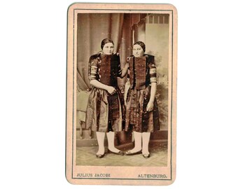 Antique 1860s Studio Cabinet Photography by Julius Jacobi. Altenburg city, Thuringia, Germany. Traditional Fashion Costumes, Jewish Artist