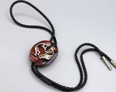 Sterling Silver Kokopelli Bolo Tie, Red Faux Jasper Bolo, Black Leather Cord Tie Musician Kachina Dolls, Native American Fashion Accessories