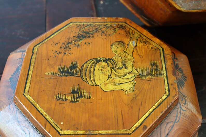 Late 19th Century Lacquered Chinese Picnic Basket Antique Etsy