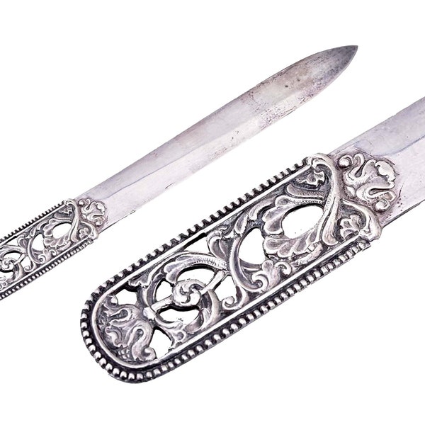 Scandinavian 830S Silver hallmarked Early half of the XX Century Brodrene Lohne Norwegian Pattern 146 on a Art Nouveau Letter Opener Knife