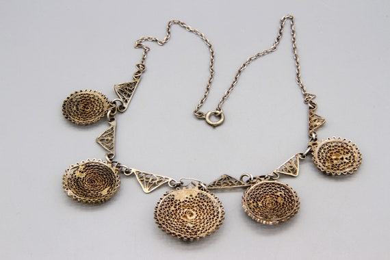 Middle East Egypt Filigree Bib Necklace, 800 Silv… - image 2