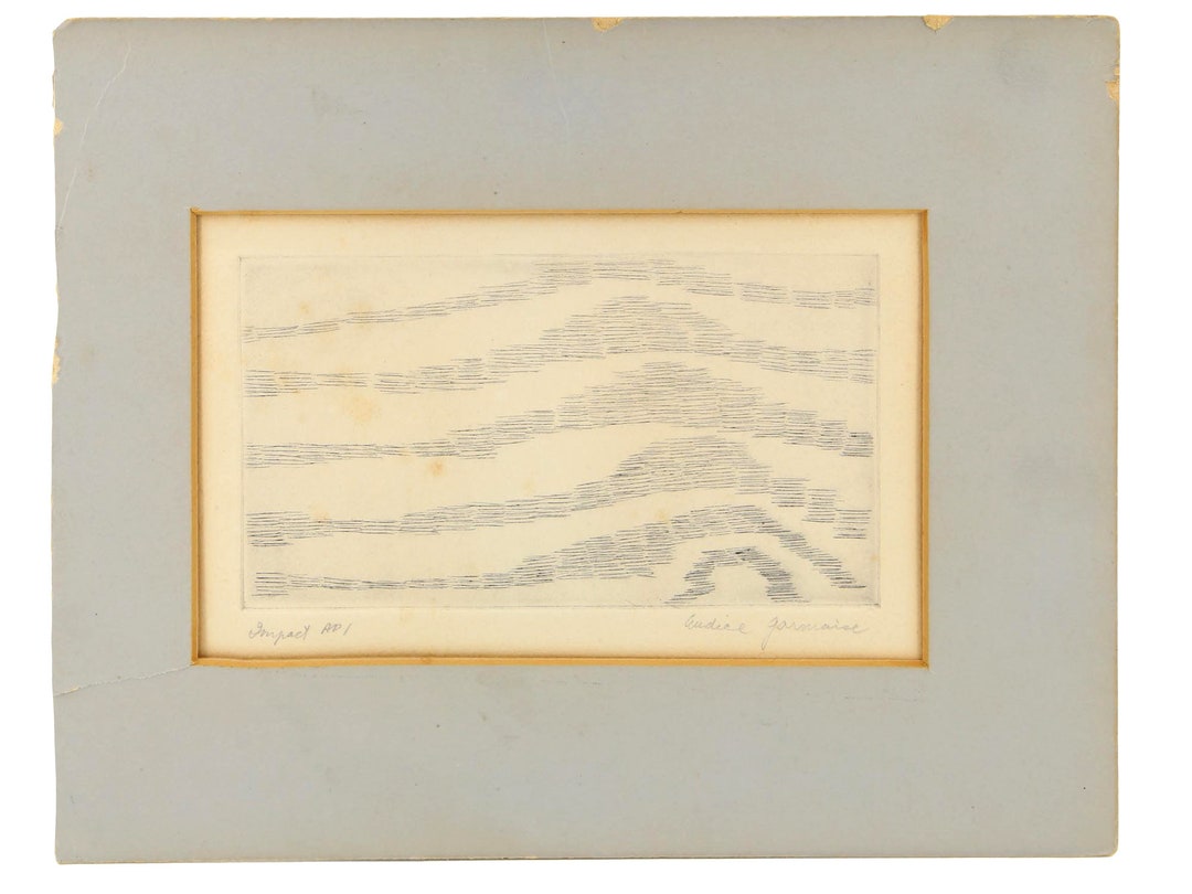 Abstract Informal Aquaforte Engraving Print Entitled Impact Etsy