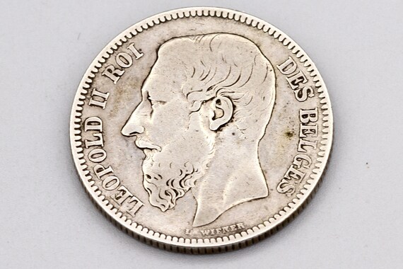 Pièce antique de 1867 du roi Léopold II de Belgique en argent de 2 francs,  pièces en argent de haute qualité 835, pièces numismatiques en circulation  démonétisées en Europe -  Canada