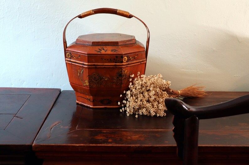Late 19th Century Lacquered Chinese Picnic Basket Antique Etsy