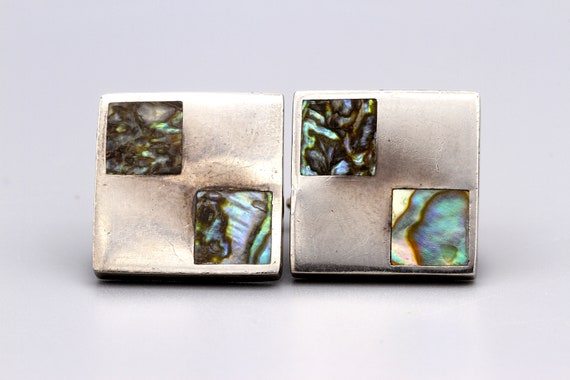 Vintage 1950s Mexican Jewelry Abalone Shell Cuffl… - image 5