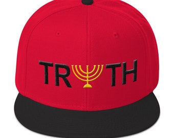 Truth Gold Menorah Hebrew Israelite Snapback Hat Logo Hat Athletic Urban Wear Gift Urban Apparel Ball Cap Dad Hats Bucket Hats Fitted Caps