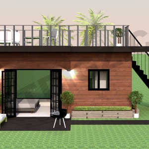 Shipping Container Studio Apartment Tiny Home Building Permit Plan Airbnb Floor Plan Architectural Designs DIY Container Home Building Plans