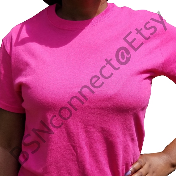 Download T Shirt Mockup Blank Pink T Shirt Blanks Black Model Female Etsy PSD Mockup Templates