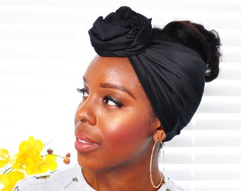 Black | Plain cotton Headscarf | Adult boho head wrap | Light headscarf | Thin headscarf | Headscarf for women | Headwrap tichel