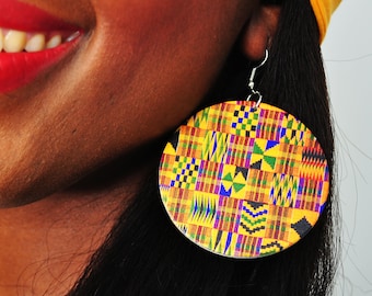 Nana Statement Earrings, Ankara Earrings, Kente Earrings, African Print Earrings, Printed earrings, round earrings, hook earrings