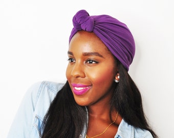 Purple Turban Hat, Boho Turban, Ready Headwrap, Turban headband women, Turban headband, Chemo Hat, Turban Headband Women