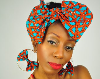 Tafo Africa head scarf, Africa head wrap, orange, Ankara headscarf, Africa headwrap, Ankara headscarf, ladies scarf, Turban wax, womens gift