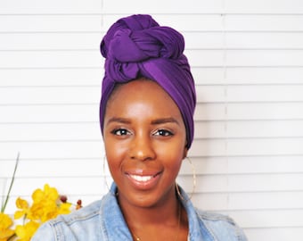 Deep Purple | Stretch Jersey Headscarf | Adult boho head wrap | Turban headscarf | Stretch headscarf | Headscarf for women | Headwrap tichel