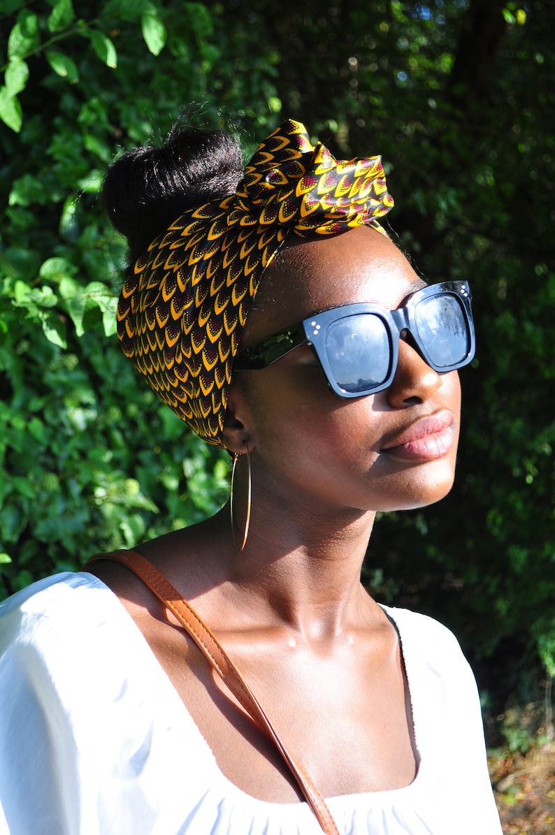 Chevron Wired Headband, Wired headwraps, Head Scarf for women, turbans, boho headband, Ankara headwrap, African headbands image 5