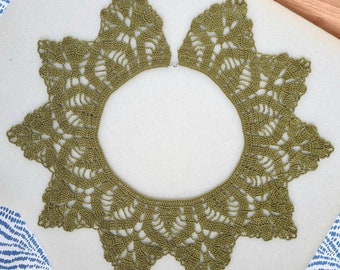 Handmade Crochet Collar / Chain Necklace Collar - Crochet Chain / Green Green / Leaves / Cosplay