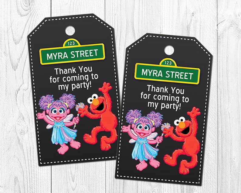 Abby Cadabby And Elmo Thank You Tags Abby Cadabby Elmo Favor Etsy