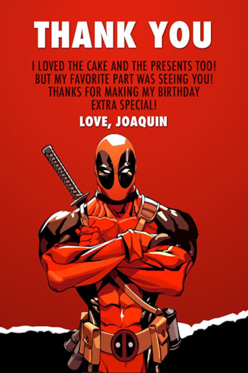 Deadpool Invitation Deadpool Birthday Invitation Deadpool Etsy