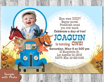 Little Blue Truck Invitation, Little Blue Truck Birthday Invites, Little Blue Truck Invitation with Photo, Free Thank You Card