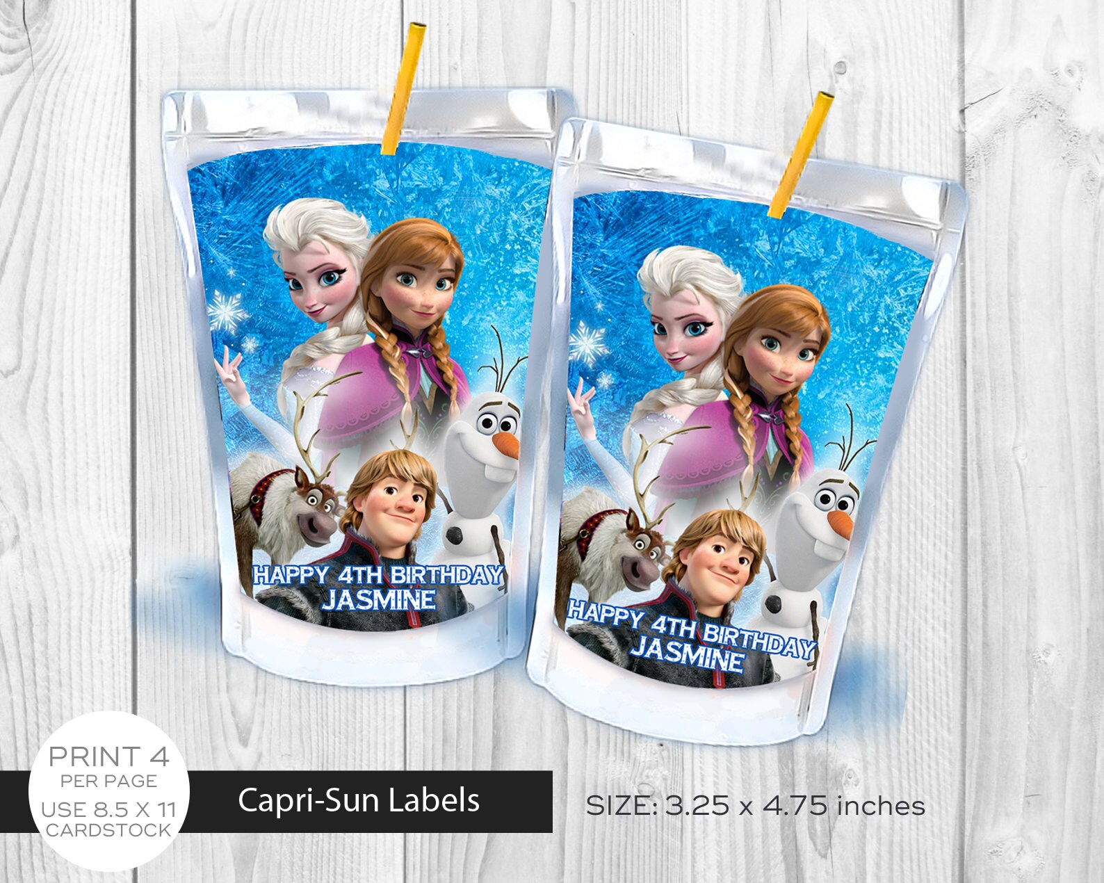 Frozen Juice Bag Label Printable Capri Sun Label FROZEN Capri Sun Labels Instant Download Digital File Frozen party juice pouch label