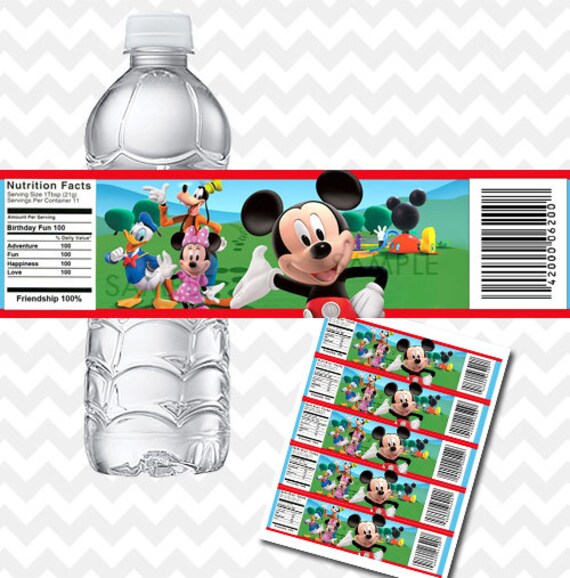 mickey mouse clubhouse water bottle labels mickey mouse etsy new zealand