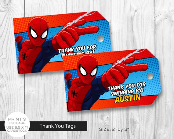 spiderman thank you tags spiderman favor tags spiderman etsy