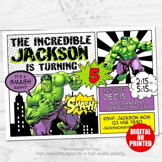 8 Birthday Party Supplies Vintage Super Hero Incredible Hulk