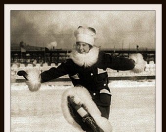 Reproduction historique Vintage Photo femme patinoire sans cadre