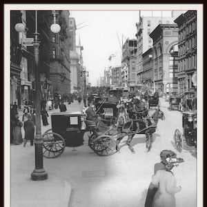Vintage Historic Reproduction Photo 19th Century Street Scene in NYC Unframed