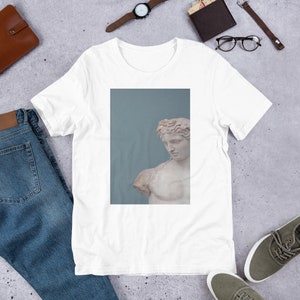 Diseño de estatua clásica antigua camiseta unisex de manga corta