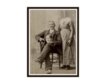 Gruseliger Kopfloser Halloween Vintage Historische Reproduktion Foto Halloween ungerahmt, Halloween Wanddeko, Vintage Foto