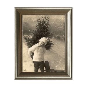 Boy with Christmas Tree Vintage Historic Reproduction Photo   Unframed, 5 x 7&quot; or 8 x 10&quot;