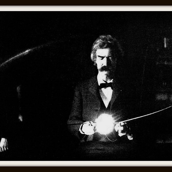 Vintage Historic Photo Mark Twain in Tesla's Lab, Reproduction Photo Vintage  Unframed