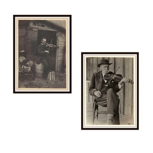 Set of 2 Vintage Historic Reproduction Photos &quot;Monntain Fiddlers&quot; Photos   Unframed, Vintage Country Fiddler Photo 5 x 7&quot; Each