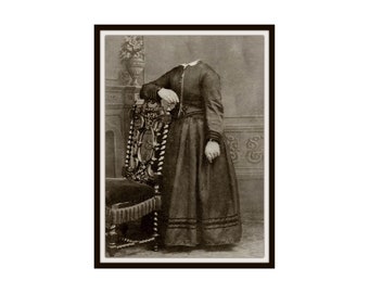 Gruseliger Kopfloser Halloween Vintage Historische Reproduktion Foto Halloween ungerahmt, Halloween Wanddeko, Vintage Foto