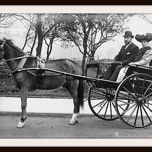 Vintage historische Reproduktion Foto Pferd und Kutsche ungerahmt