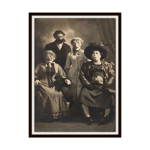 Creepy Costumes Halloween Vintage Historic Reproduction Photo Halloween   Unframed, Halloween Wall Decor, Vintage Photo