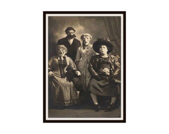 Creepy Costumes Halloween Vintage Historic Reproduction Photo Halloween   Unframed, Halloween Wall Decor, Vintage Photo
