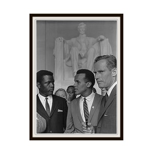Harry Belafonte, Charlton Heston and Sidney Poitier at the 1963 March on Washington,  Historic Photo   Unframed, 5 x 7&quot; or 8 x 10&quot;