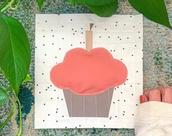 Cupcake Quilt Block Pattern: Modern Birthday Appliqué (PDF)