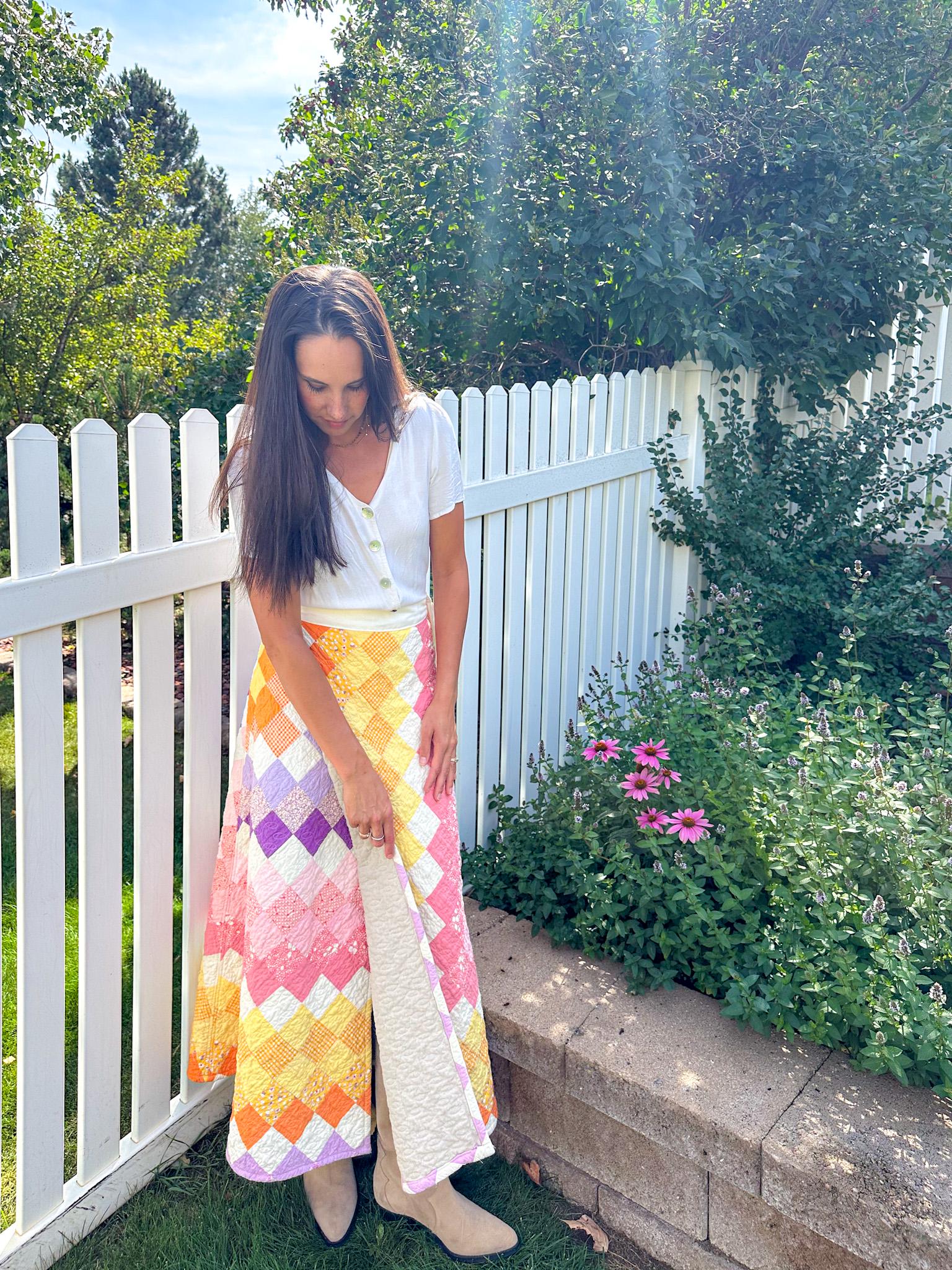 Quilted Wrap Skirt Sewing Pattern: Beginner Friendly (PDF Pattern 