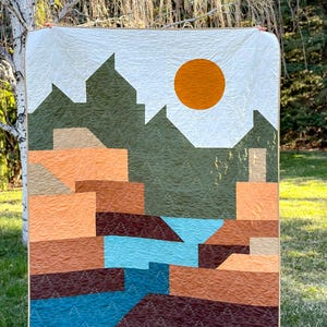 Wasatch Quilt Pattern - PDF, Landschaft Quilt Muster, Moderner geometrischer Quilt, Anfänger Quilt Muster, Minimal Quilt, Berg Quilt Muster