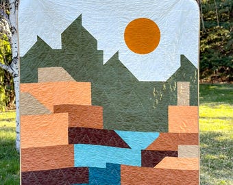 Wasatch Mountain Quilt Pattern: Modern Geometric Landscape (PDF)