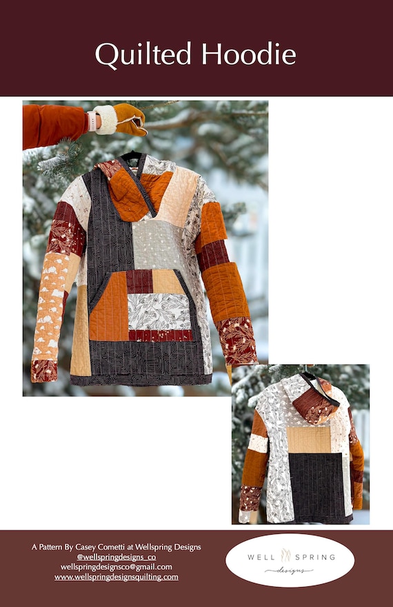 Paper Pattern Quilted Hoodie Sewing Pattern: Modern Patchwork