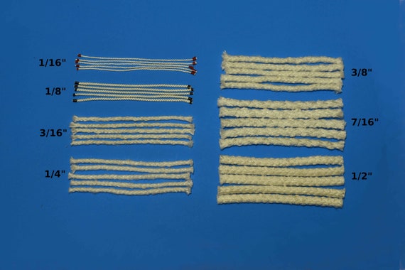 5 X 8 inches Round Fiberglass Wicks - Diameter of 1/16 inch or 1/8 inch or 3/16 inch or 1/4 inch or 3/8 inch or 7/16 inch or 1/2 inch