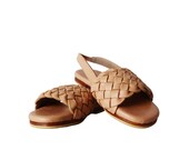 SUMMER Kids Sandal Nude Pink, Leather Baby Shoes, Woven Leather Baby Sandals, Soft Leather Baby Slip On Shoes, Slingback Baby Shoes